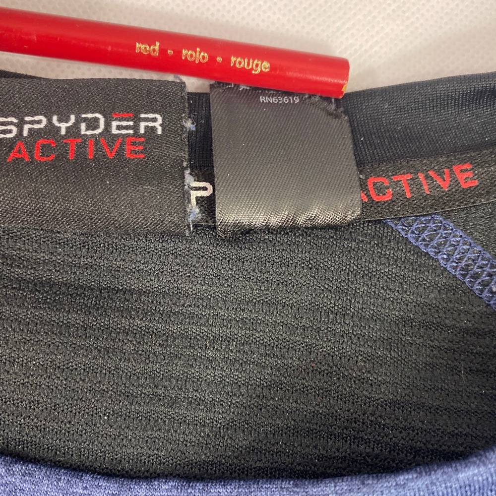Spyder Active Mens Long Sleeve Shirt Pullover Athletic Blue Black Size XL - Picture 8 of 10